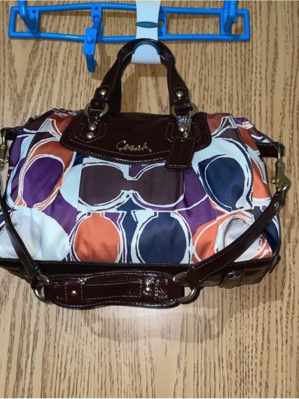 Coach Multicolor Circle Print Satchel - Purple, Orange & Brown